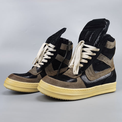 Self-made Rick Owen Reverse Triangle High-Top Leather Shoes Thick Sole Sneakers