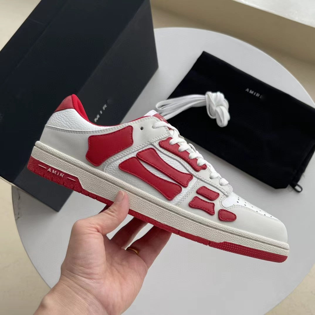 2023SS AMIRI Bone Shoes Lychee Grain Top Layer Cowhide Low-top Leisure Board Shoes