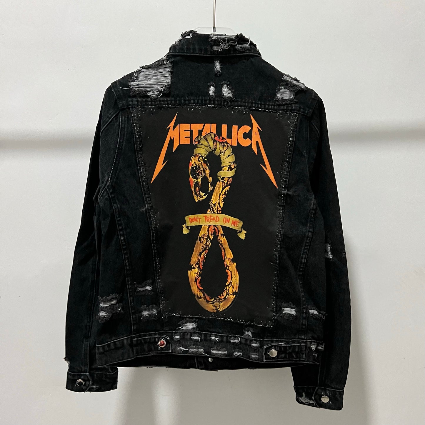 AMIRI Kill Back Denim Jacket - High Street Raw Hem Random Embroidered Patches