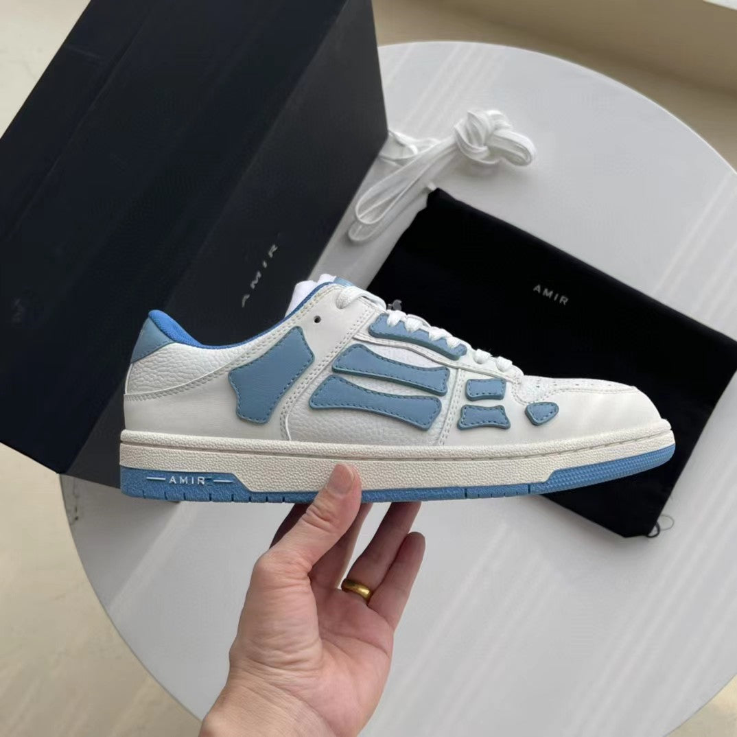 2023SS AMIRI Bone Shoes Lychee Grain Top Layer Cowhide Low-top Leisure Board Shoes