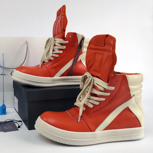 Self-made Rick Owen Reverse Triangle High-Top Leather Shoes Thick Sole Sneakers