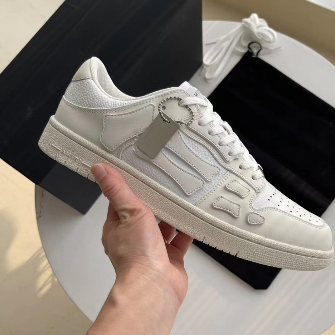 2023SS AMIRI Bone Shoes Lychee Grain Top Layer Cowhide Low-top Leisure Board Shoes