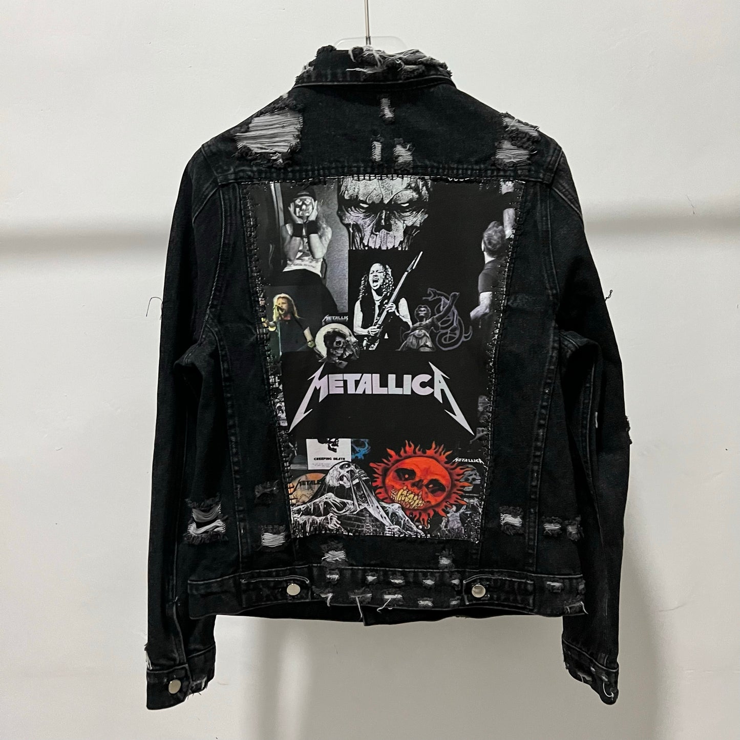 AMIRI Kill Back Denim Jacket - High Street Raw Hem Random Embroidered Patches