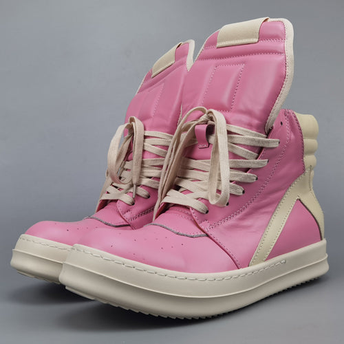 Self-made Rick Owen Reverse Triangle High-Top Leather Shoes Thick Sole Sneakers