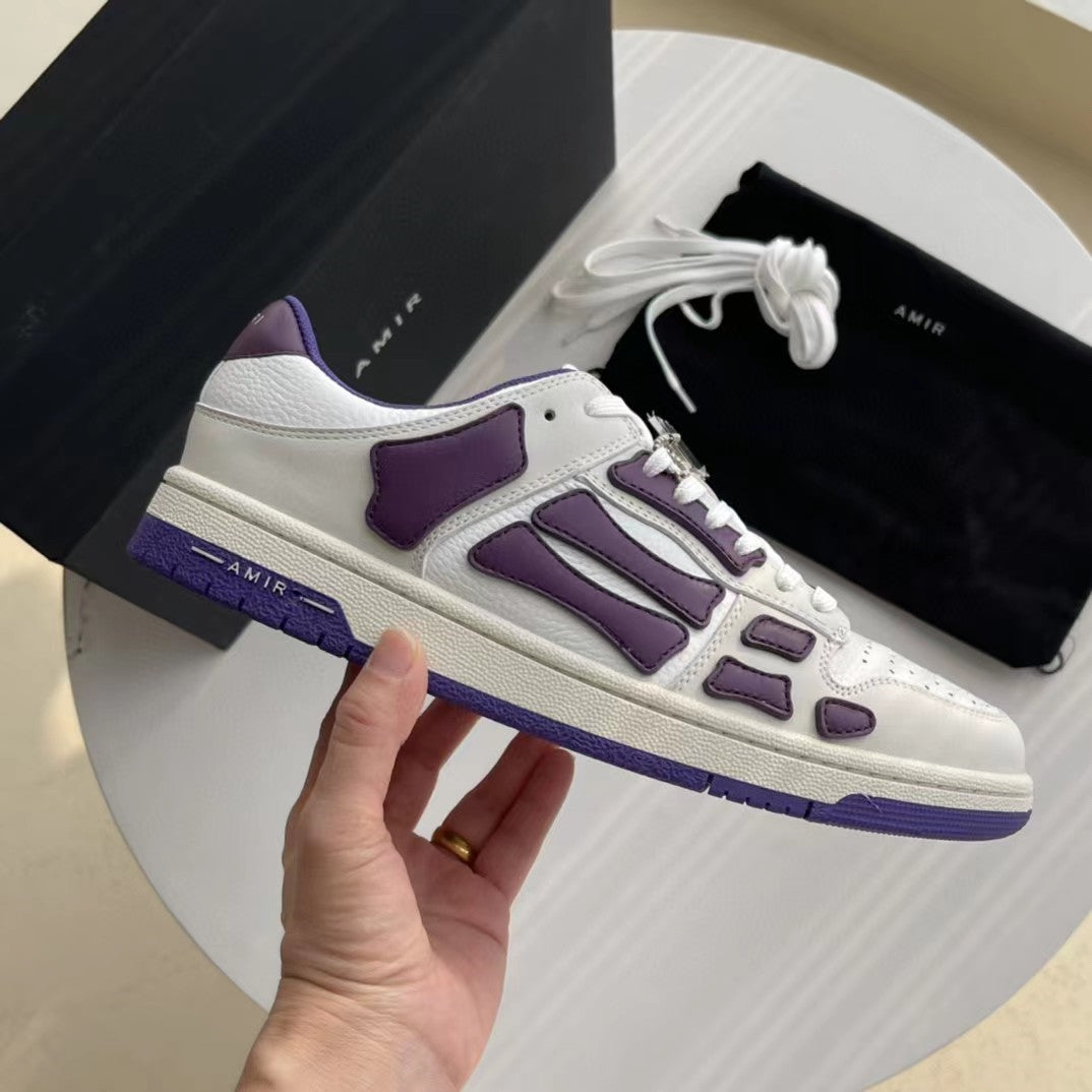 2023SS AMIRI Bone Shoes Lychee Grain Top Layer Cowhide Low-top Leisure Board Shoes