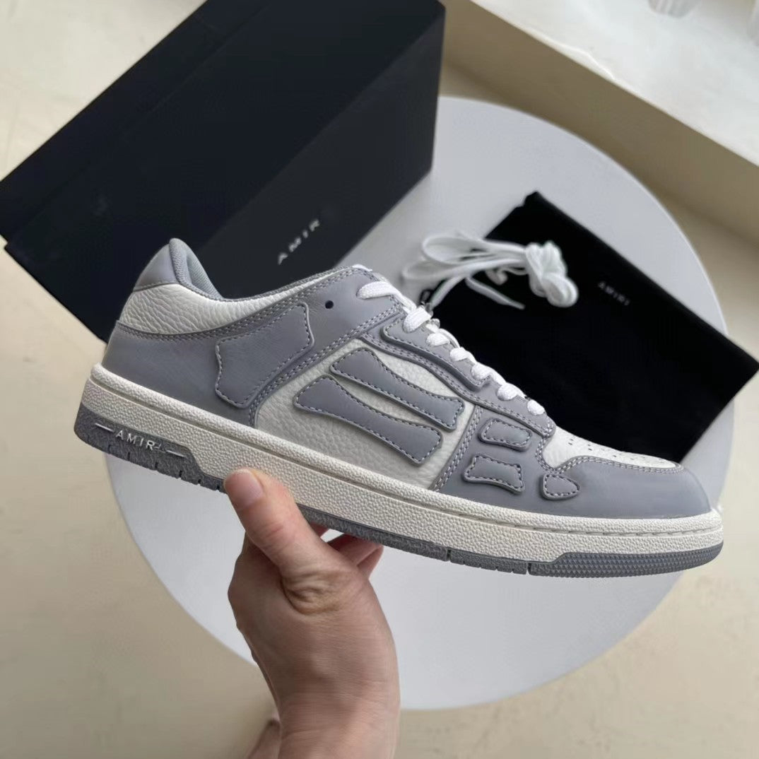 2023SS AMIRI Bone Shoes Lychee Grain Top Layer Cowhide Low-top Leisure Board Shoes