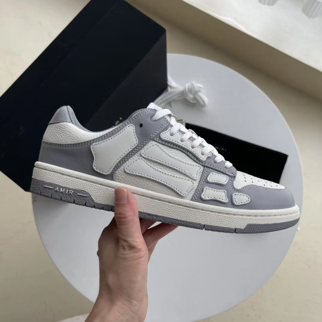 2023SS AMIRI Bone Shoes Lychee Grain Top Layer Cowhide Low-top Leisure Board Shoes