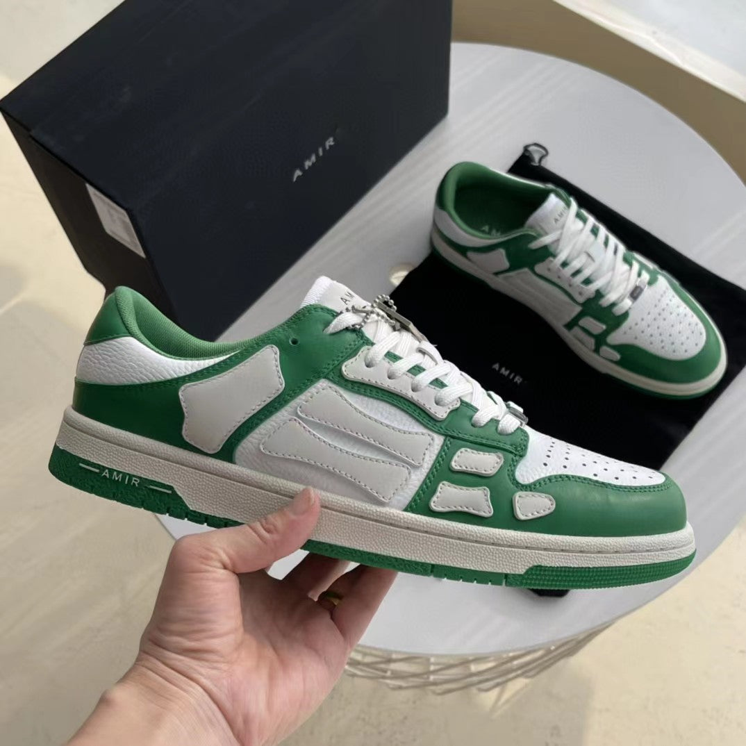 2023SS AMIRI Bone Shoes Lychee Grain Top Layer Cowhide Low-top Leisure Board Shoes
