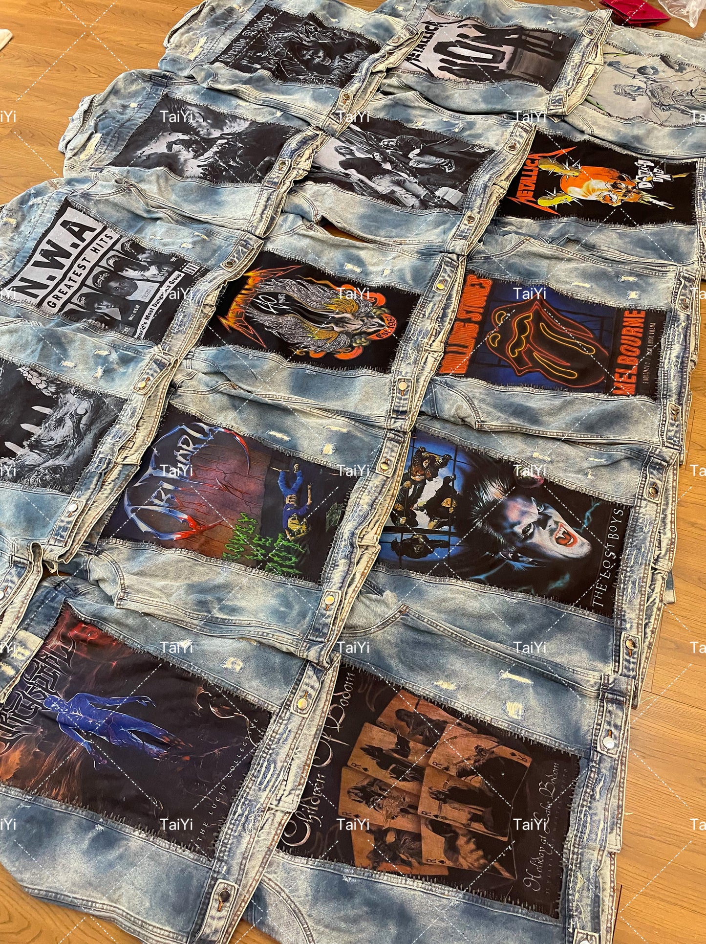 Self-made AMIRI 16OG Patchwork Back Kill Denim Jacket Metallica High-Street