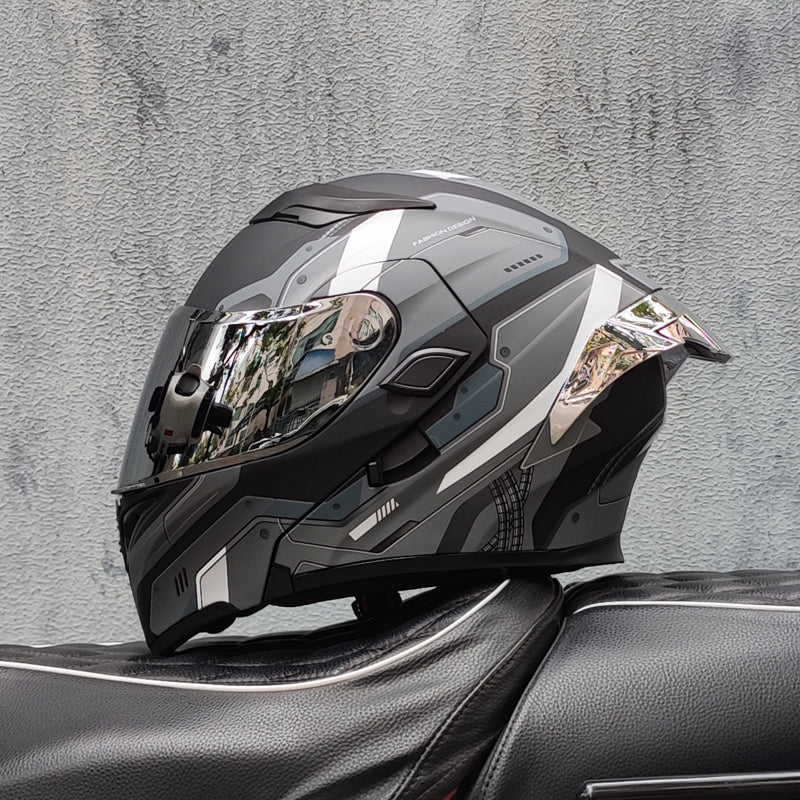 Mecha / 3C DOT Full Face Dual Visors Unisex /Bluetooth Motorcycle Helmet