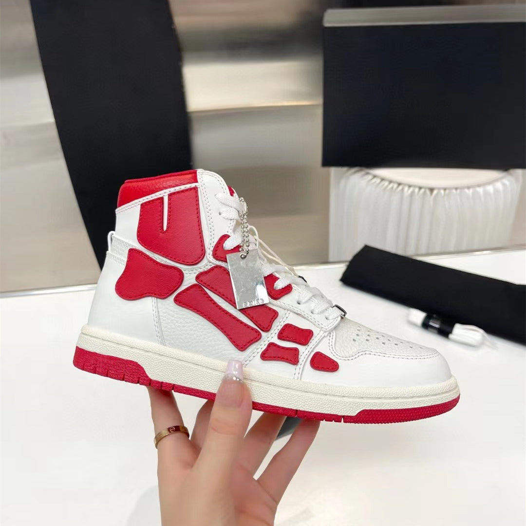 2023SS AMIRI Bone Shoes Lychee Grain Top Layer Cowhide Low-top Leisure Board Shoes