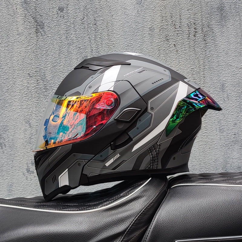 Mecha / 3C DOT Full Face Dual Visors Unisex /Bluetooth Motorcycle Helmet