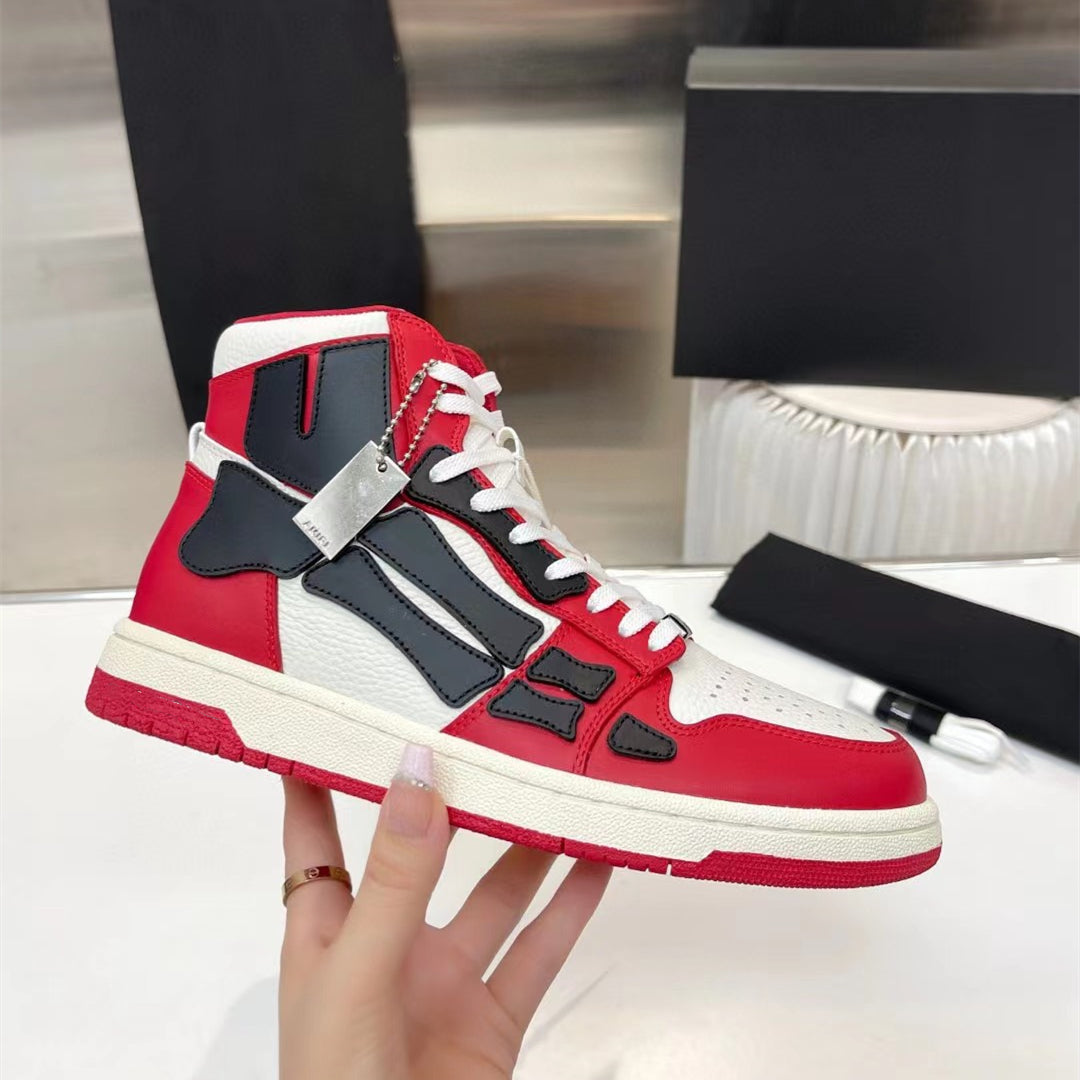 2023SS AMIRI Bone Shoes Lychee Grain Top Layer Cowhide Low-top Leisure Board Shoes