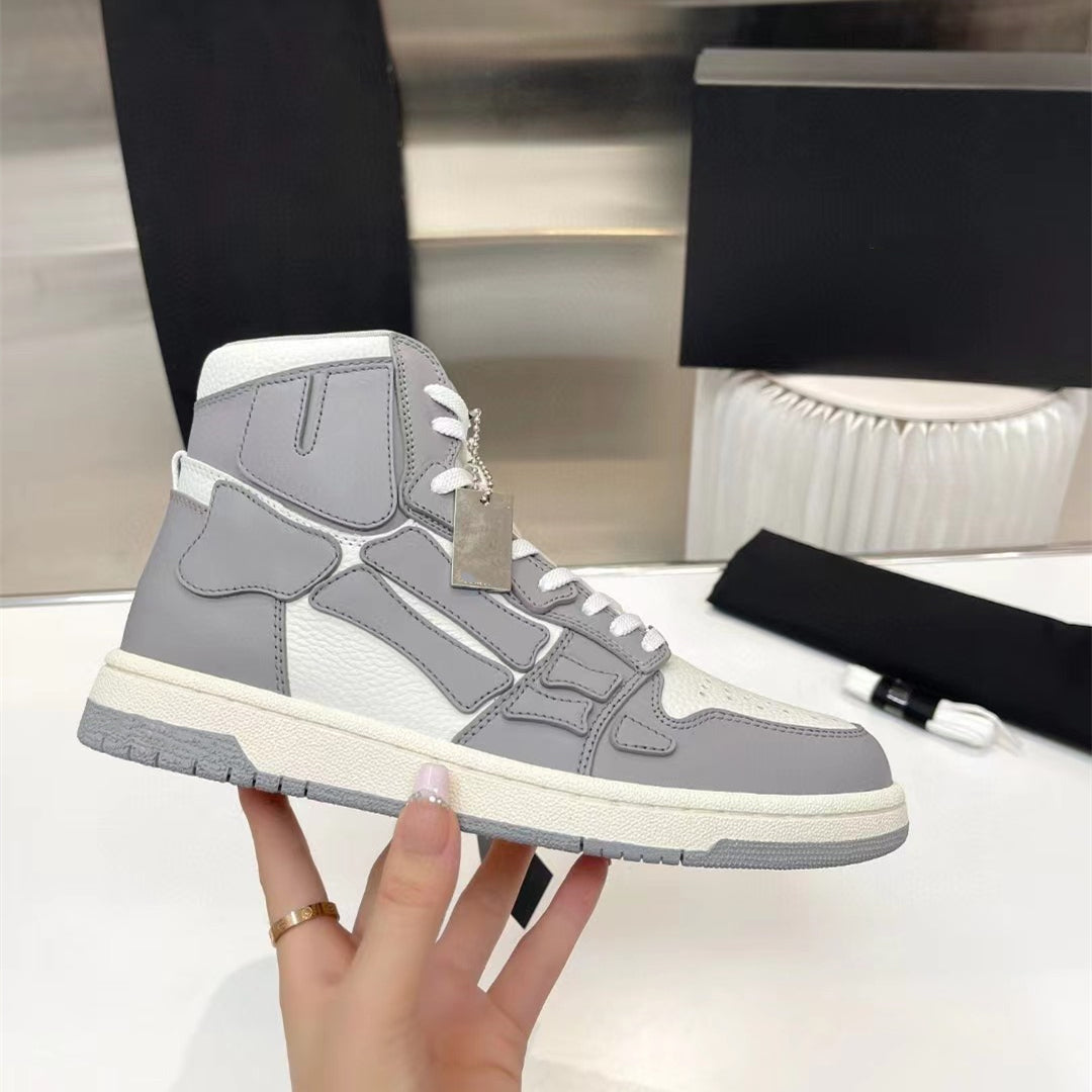 2023SS AMIRI Bone Shoes Lychee Grain Top Layer Cowhide Low-top Leisure Board Shoes