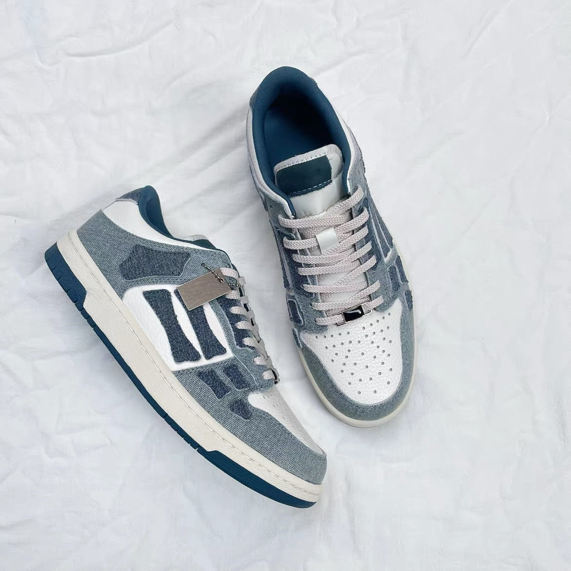 2023SS AMIRI Bone Shoes Lychee Grain Top Layer Cowhide Low-top Leisure Board Shoes