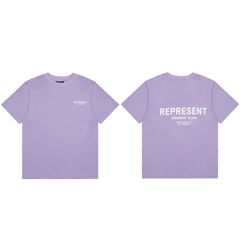 Self-made REPRESENT Washed Distressed Doberman Shark Short-Sleeve T-Shirt FOG