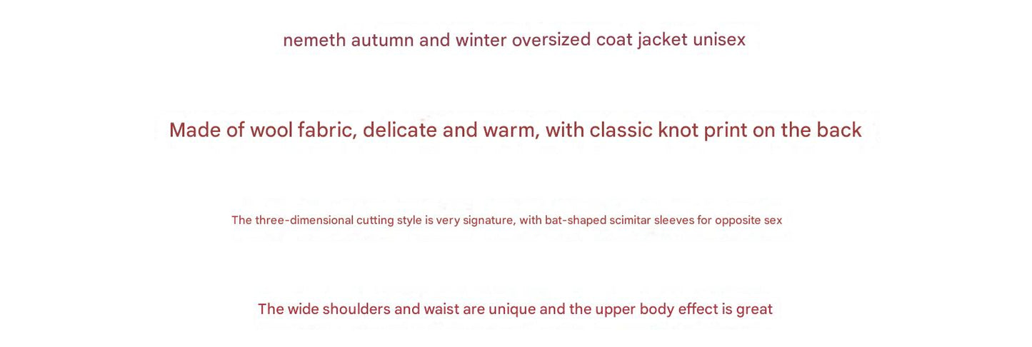 Self-made Nemeth Rope-Knit Back Wool Jacket - Curved Blade Design Coat