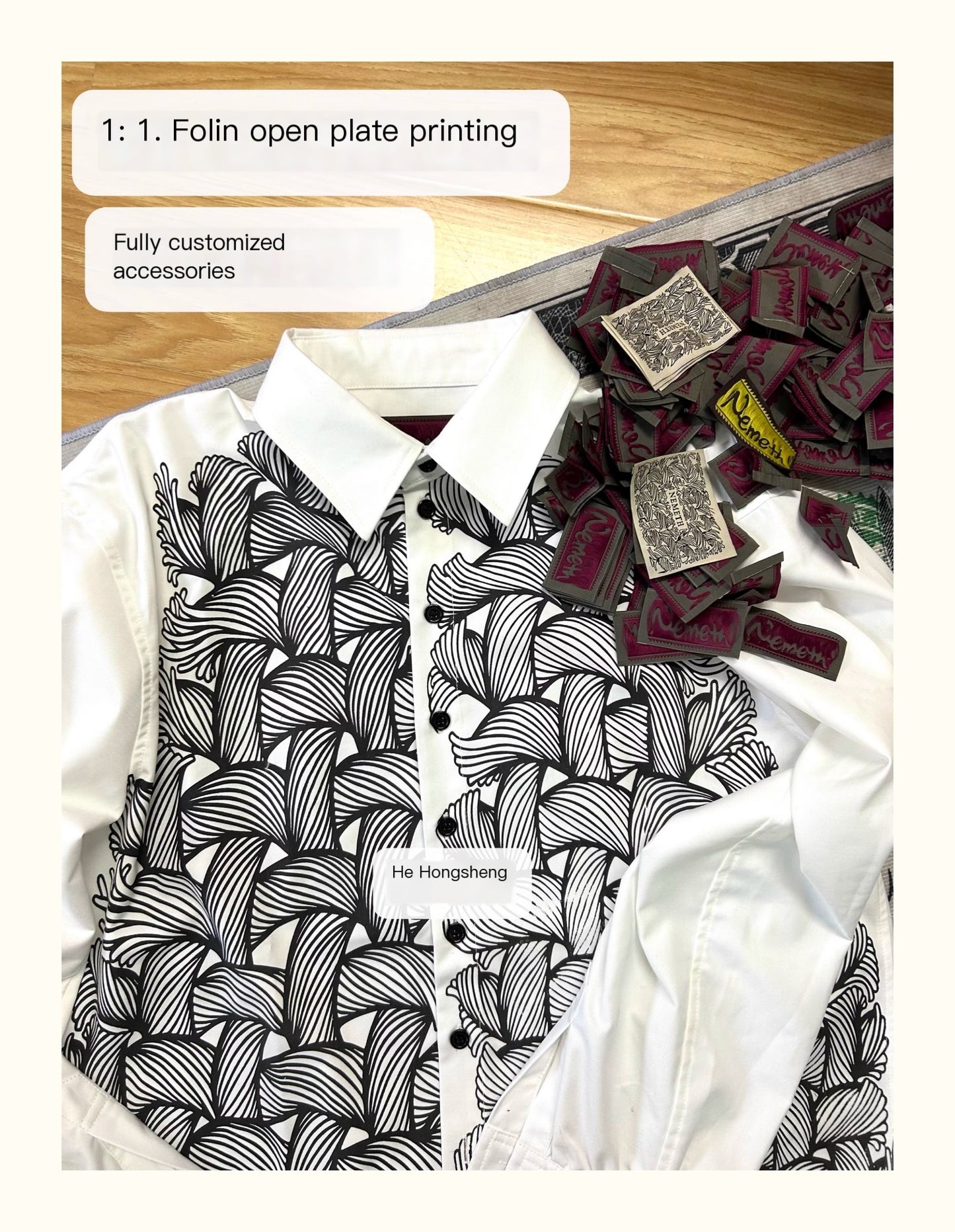 Self-made Nemeth 22SS All-Over Knot Print Shirt – Cotton Loose Fit Long Sleeve