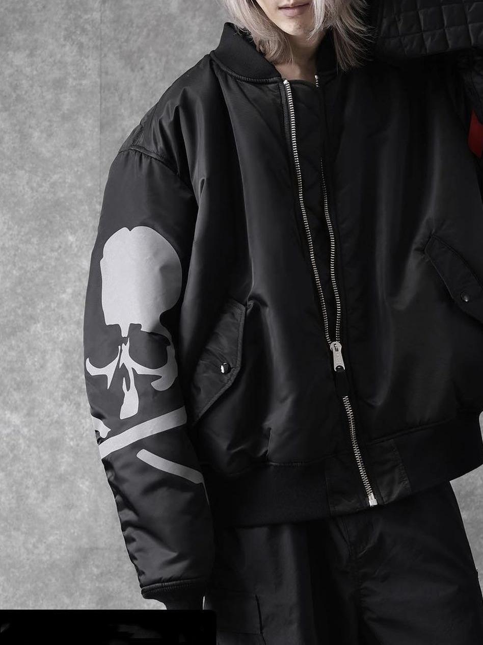 MMJ FW24 Heavyweight Padded Flight Bomber - Mastermind Black Military Jackets