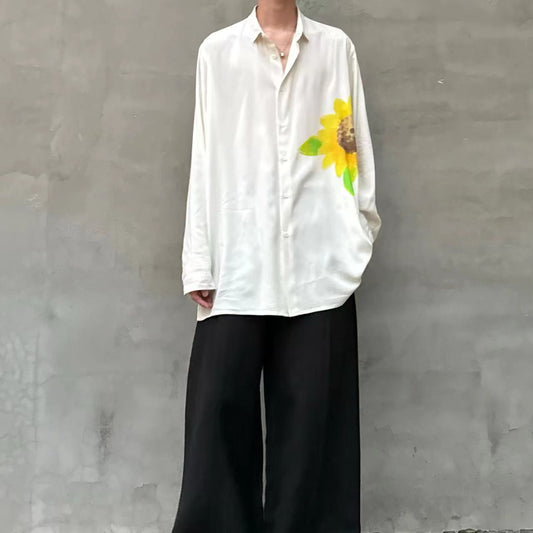 Self-made Yohji Yamamoto – Floral “Flowers & Youth” Sunflower Print Rayon Shirt