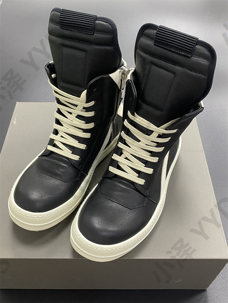 Correct Vers. Rick Owens Wax Surface Satin Sub-line Leather Shoes High/Low Cut