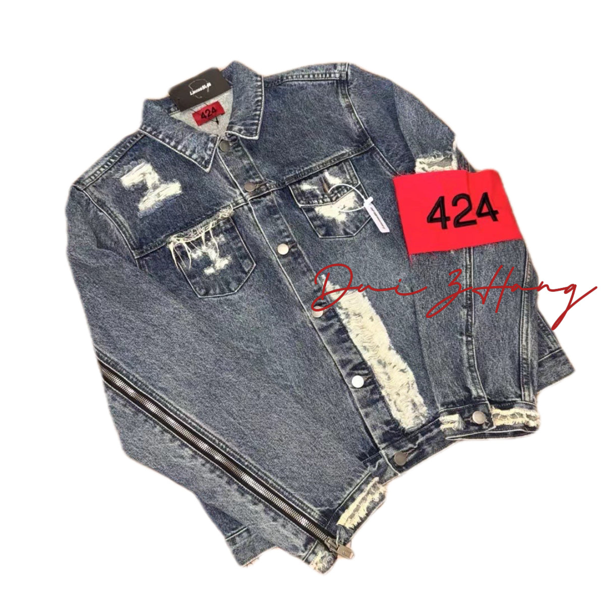 FW16 Classic Vintage 424 on Fairfax Heavy-Distressed Denim Jacket