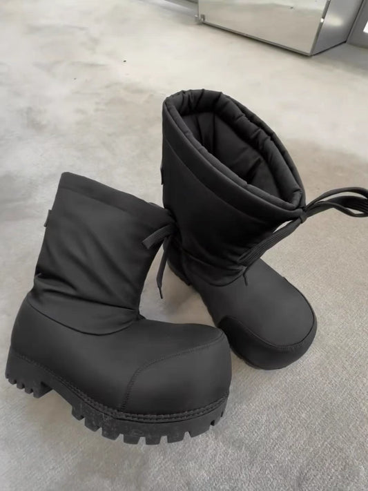 Self-made Parisian Snow Boots Ski Waterproof Anti-Slip Big Head Short Boots