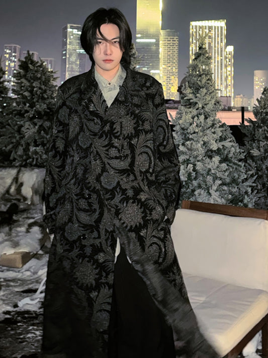 Yohji Yamamoto Central Asian Traveler Wool Coat Tiger-Pattern Tapestry Overcoat