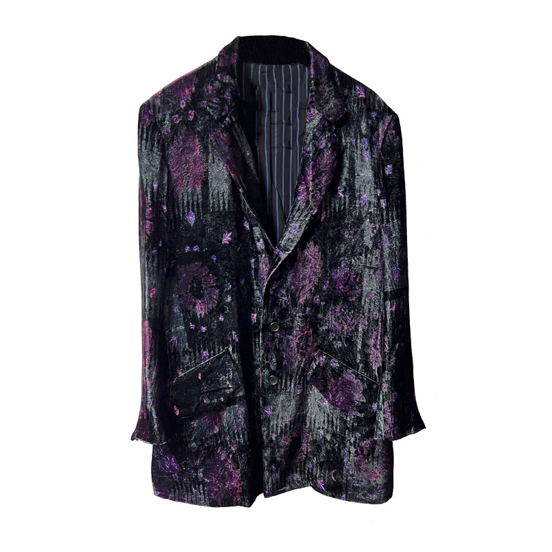 Yohji Nomad Velvet Blazer - Central Asian Traveler Collection Purple Silk Jacket