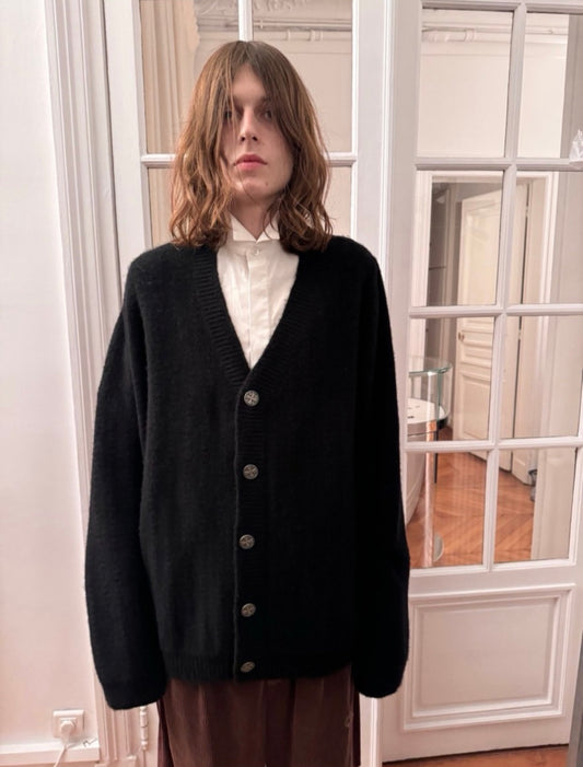 ERD AW24 'Depressed Heir' Destroyed Cardigan - Asymmetric Button Front Irregular Fasteners