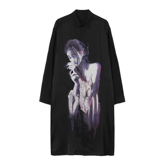 Self-made Yohji Portrait Print Shirt - Oversized Longline Designer Unisex Blouse
