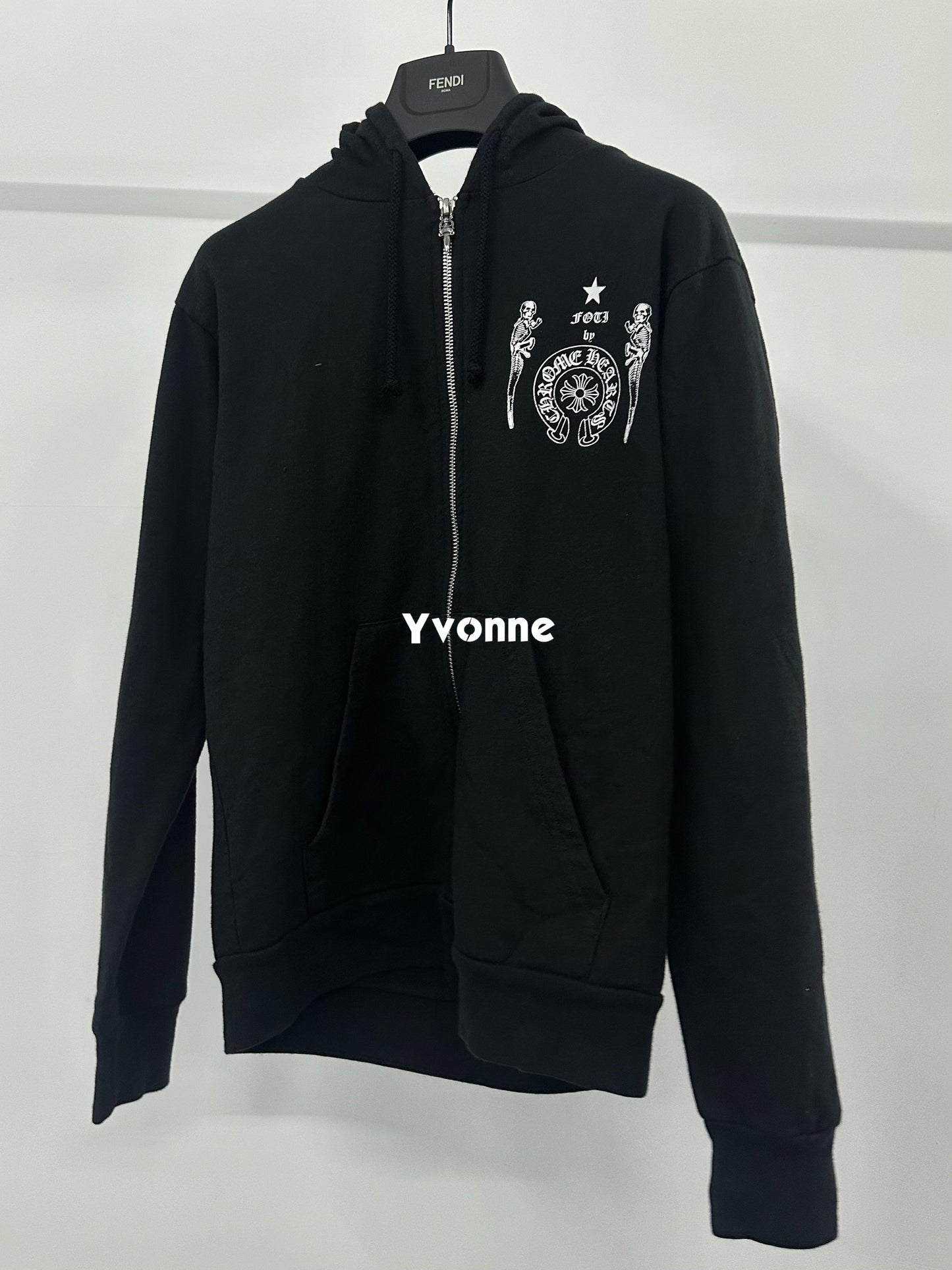 Custom Foti Skeleton Chrome Hearts Jacket – Boxy Fit Short Plush Zip-Up Hoodie