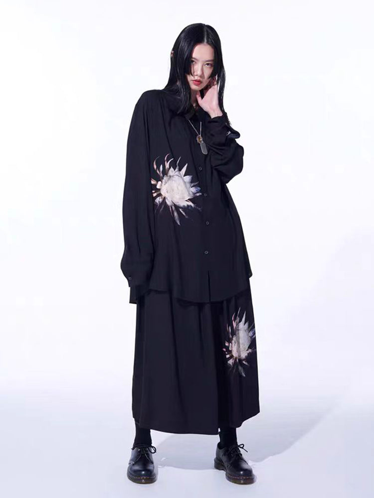 Donclickin Yohji Yamamoto Floral Print "Queen of the Night" Shirt Long Sleeve