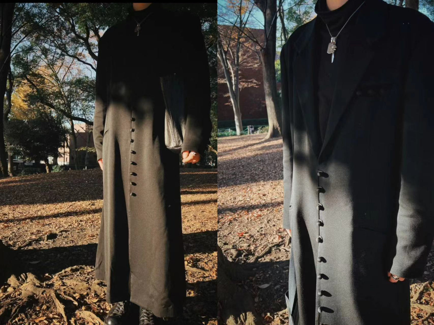 Donclick Yohji AW18 Monastic Collection Tuxedo-Wrap Fabric Buttons Wool Overcoat