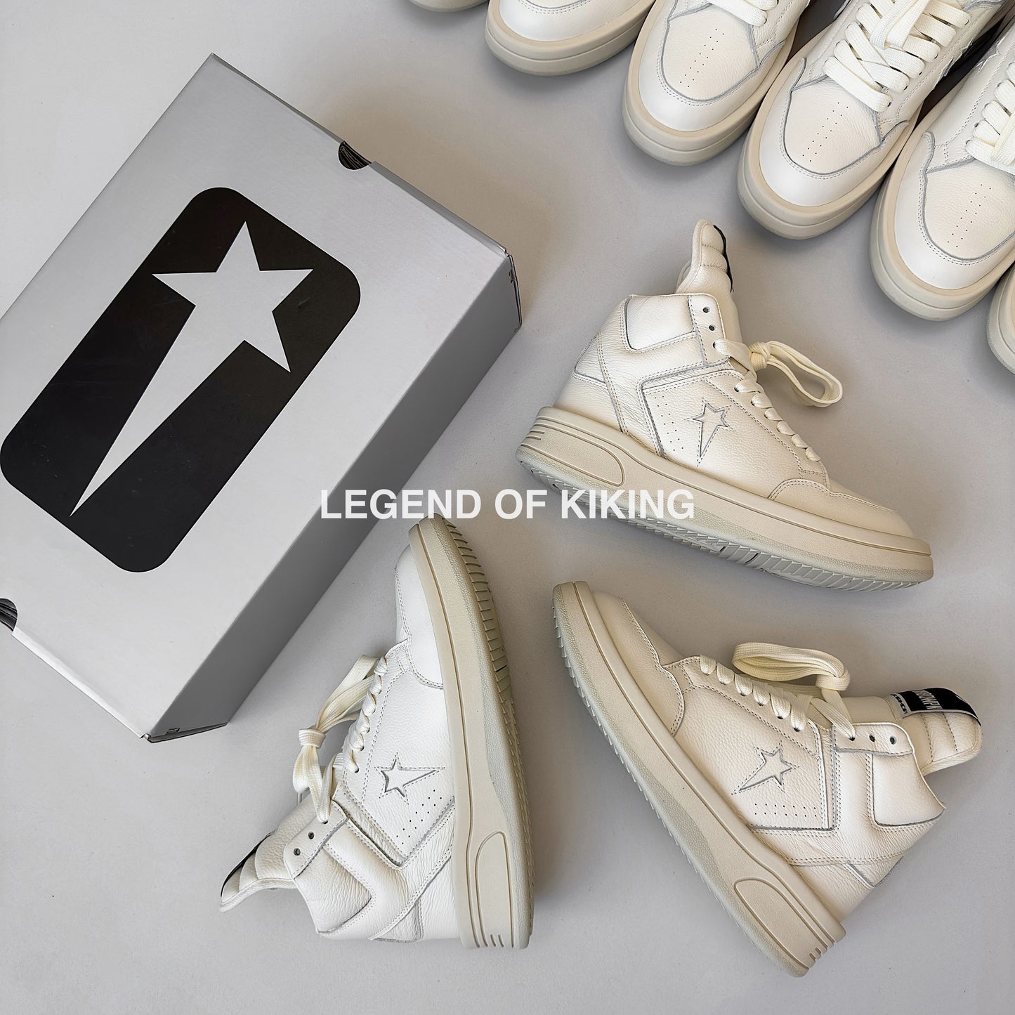 Self-made RO High-Top Leather Sneakers - Rick Owens Round-Toe Lace-Ups