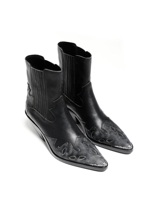 Top-Grain Leather Sole Chelsea Boots -Handcraft Distressed Western Metal Toe Cap