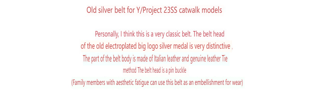 Self-made Y/Project 23SS Runaway Distressed Silver Plaque Genuine Leather Belt