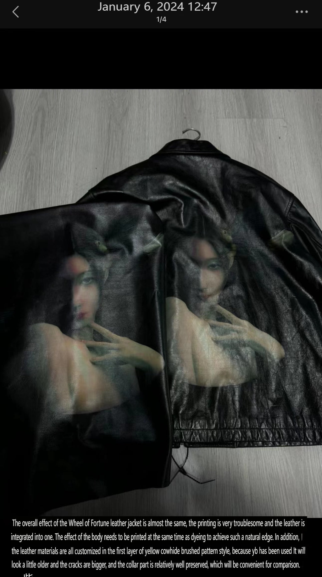 Self-Made Yohji Yamamoto Uchida Suzume - Wheel of Fortune Portrait Print Genuine Leather Jacket