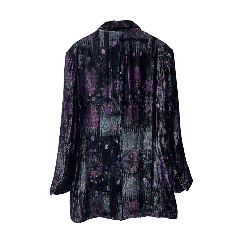 Yohji Nomad Velvet Blazer - Central Asian Traveler Collection Purple Silk Jacket