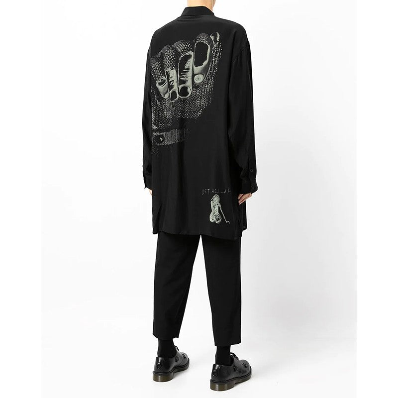 Self-made Yohji Yamamoto 21SS Meditative Girl Print Dark Style Shirt Unisex