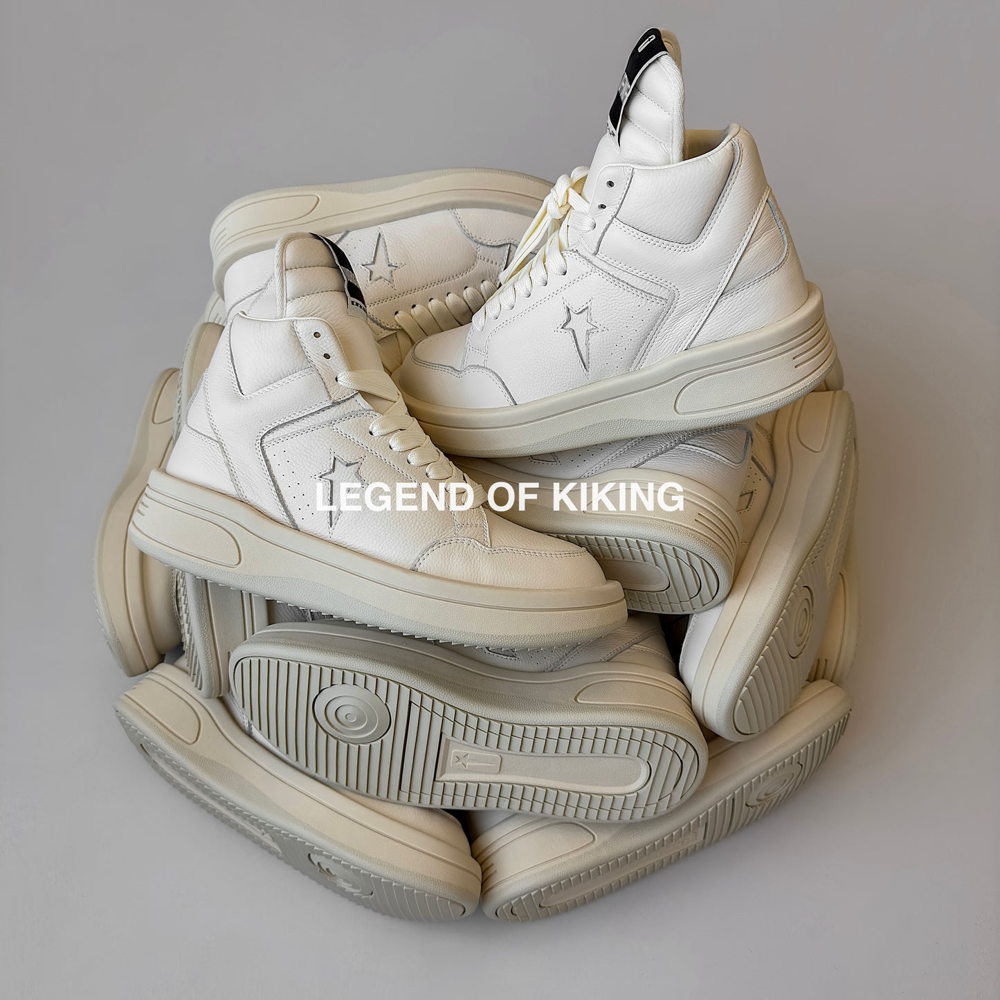 Self-made RO High-Top Leather Sneakers - Rick Owens Round-Toe Lace-Ups