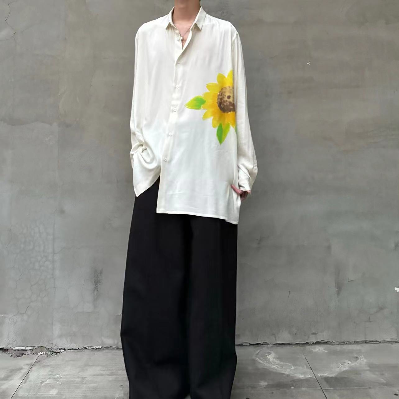 Self-made Yohji Yamamoto – Floral “Flowers & Youth” Sunflower Print Rayon Shirt