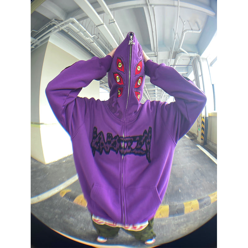 Kakazzy Demon Slayer Zip Hoodie: Heavyweight Cotton Unisex Outerwear