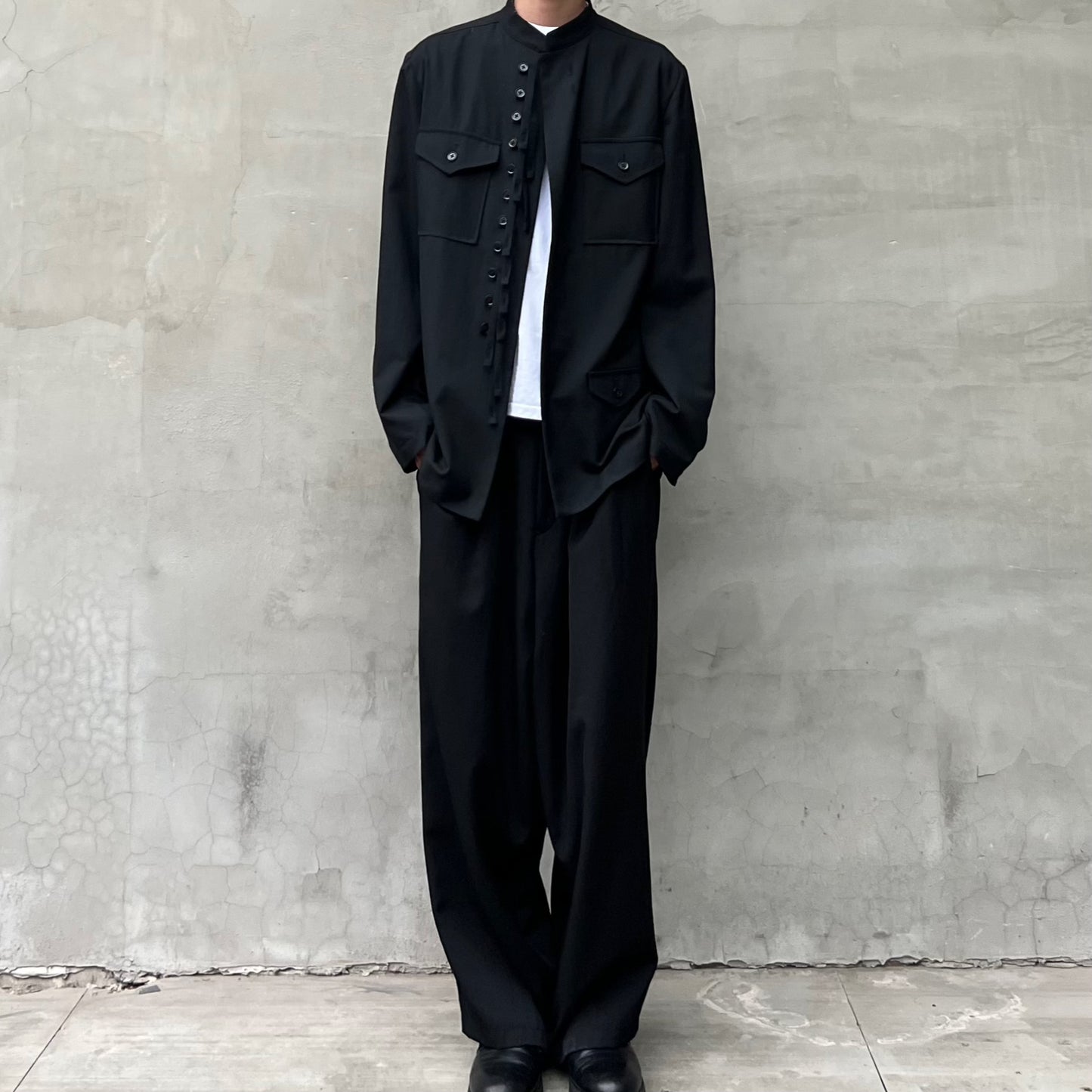 Self-made Yohji Yamamoto Twelve Pleat Wool Tapered Draped Wide Straight Trousers