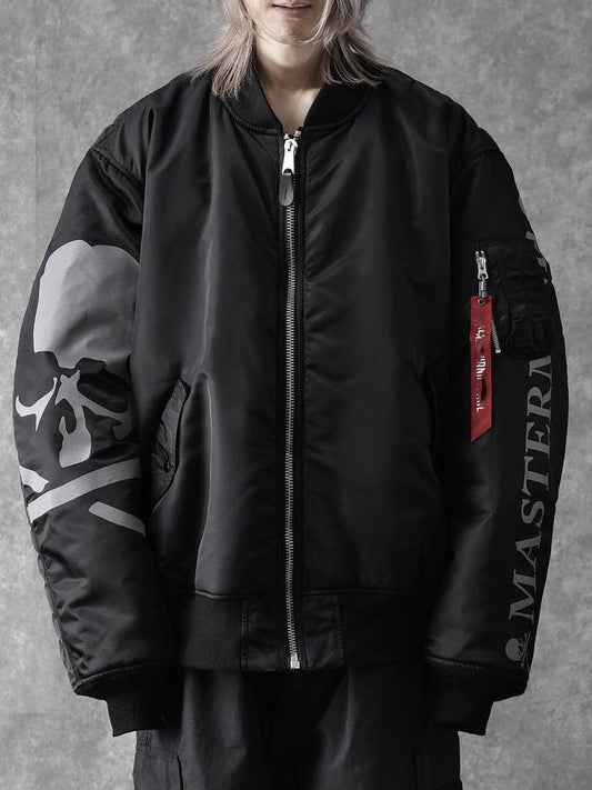 MMJ FW24 Heavyweight Padded Flight Bomber - Mastermind Black Military Jackets