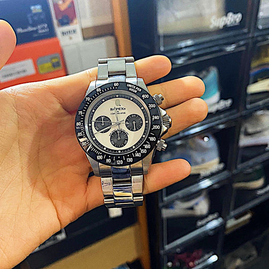 Self-made BAPEX TYPE 3 Triple-Eye Primate Head Watch - Panda Dial Quartz Chronograph