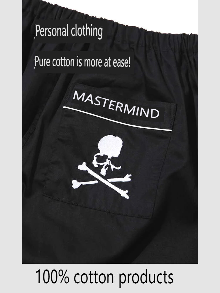 MASTERMIND Ice-Satin Embroidered Skull Pajama Set Couples - MMJ Loungewear