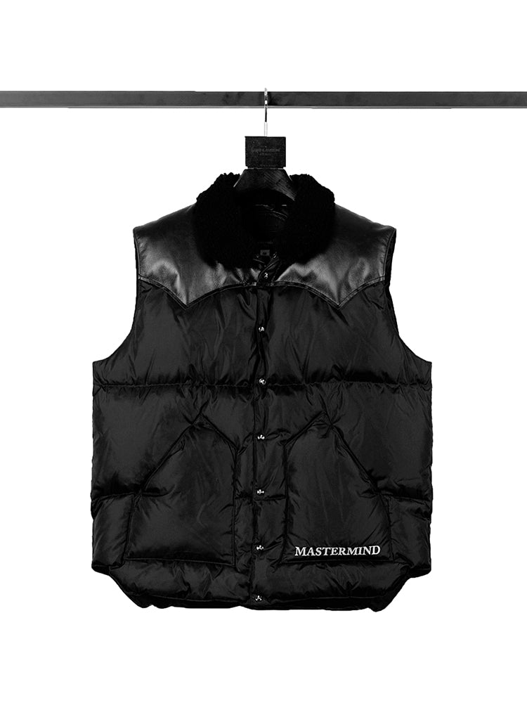 MMJ Dark Skull CHRISTY Vest Leather Gilet Fur Collar MASTERMIND / Down Padding