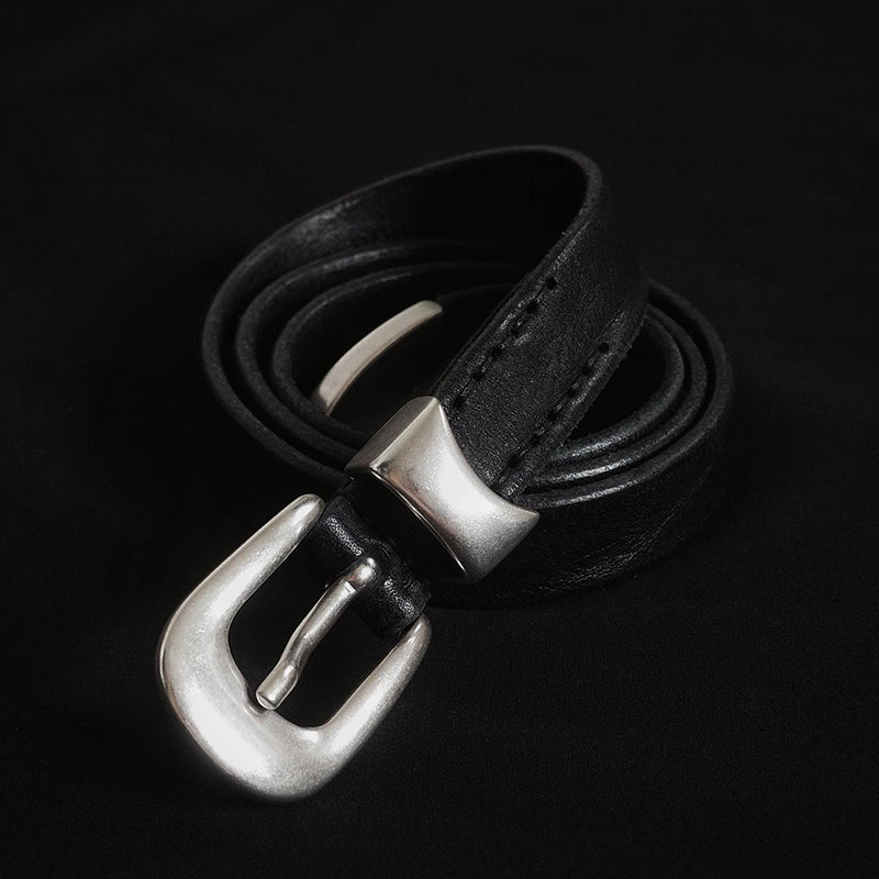 Self-made Our Legacy Vintage Commute Belt Calfskin Leather Metal Buckle