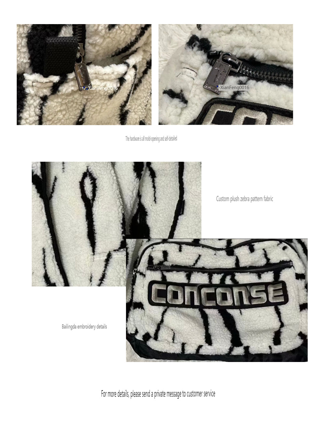 Self-Made Rick Owens Collaboration Zebra Stripe Large Street Plush Backpack